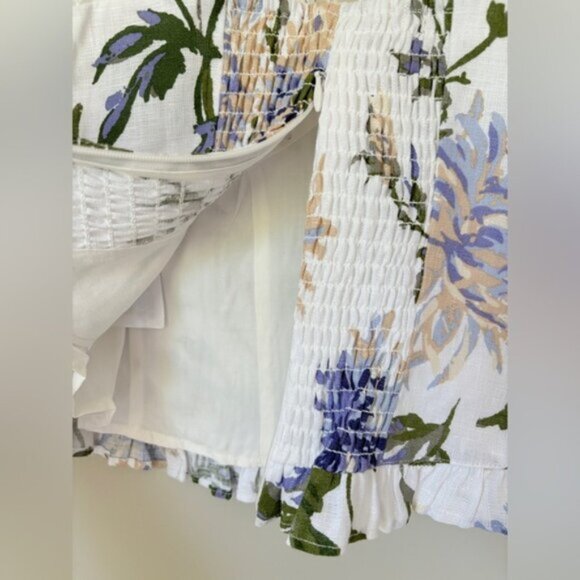 NEW Reformation Anatolia Linen Corset Two Piece Serenity White Floral US 4 UK 8 - Picture 11 of 15